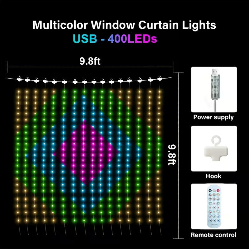 Smart App LED Curtain Lights
