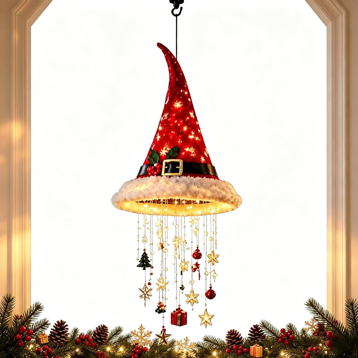 Christmas Hat Hanging Star Light