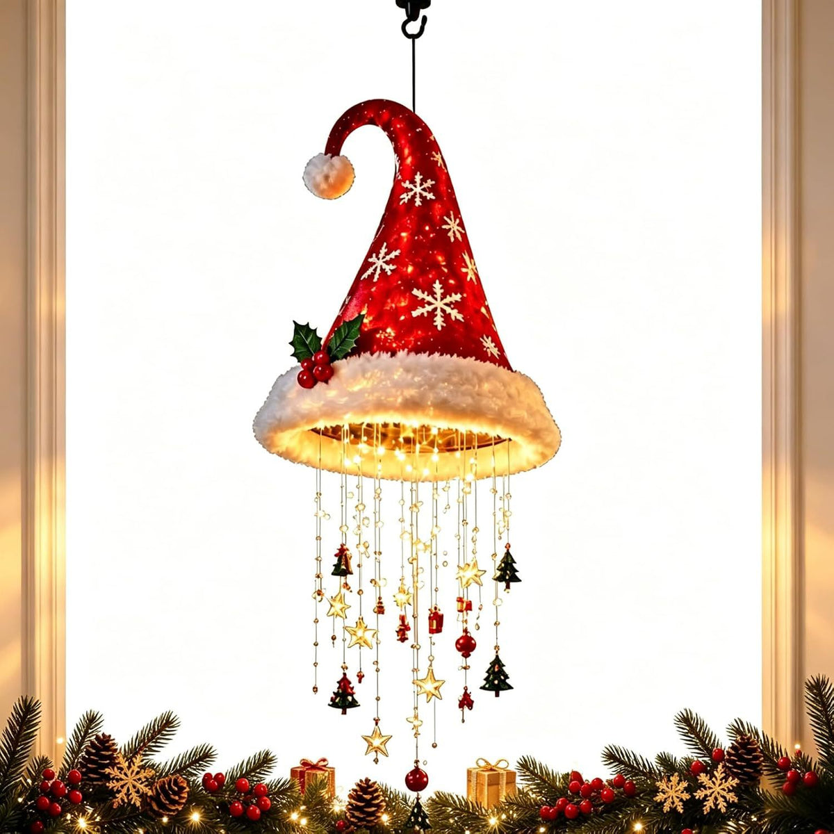 Christmas Hat Hanging Star Light