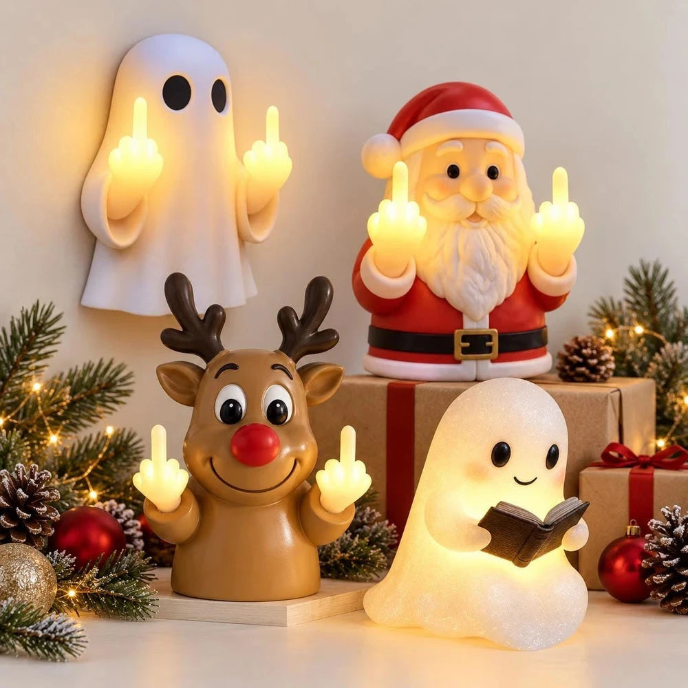Funny Santa Middle Finger Light Christmas Decor